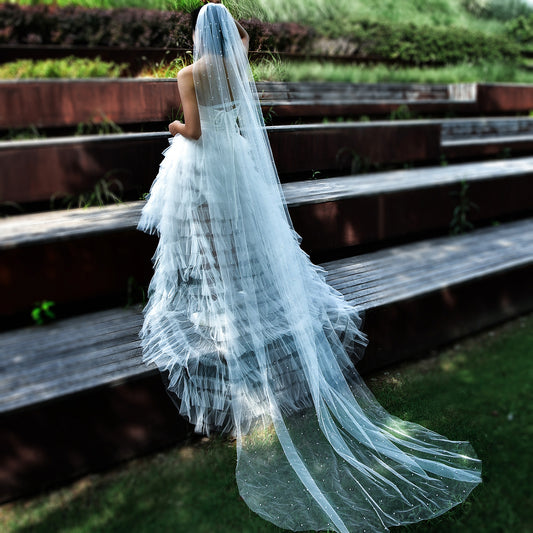 BRIDELLA BM61 Classic Cathedral Length Artificial Pearl Bridal Veil Gorgeous Wedding Veil With Comb Retro Single Layer Imitation Pearl Veil Soft Tulle Bridal Accessories For Brides