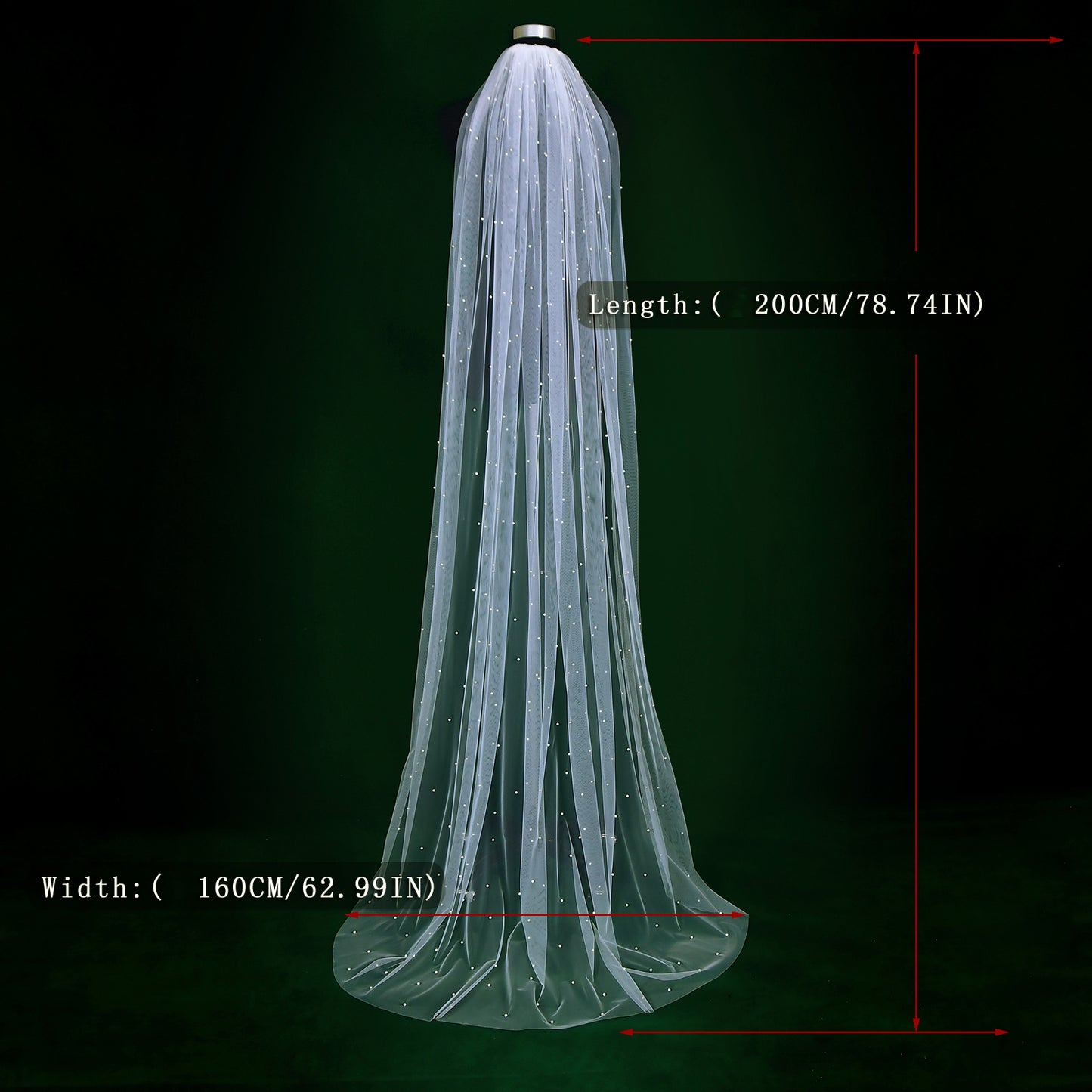 BRIDELLA BM61 Classic Cathedral Length Artificial Pearl Bridal Veil Gorgeous Wedding Veil With Comb Retro Single Layer Imitation Pearl Veil Soft Tulle Bridal Accessories For Brides
