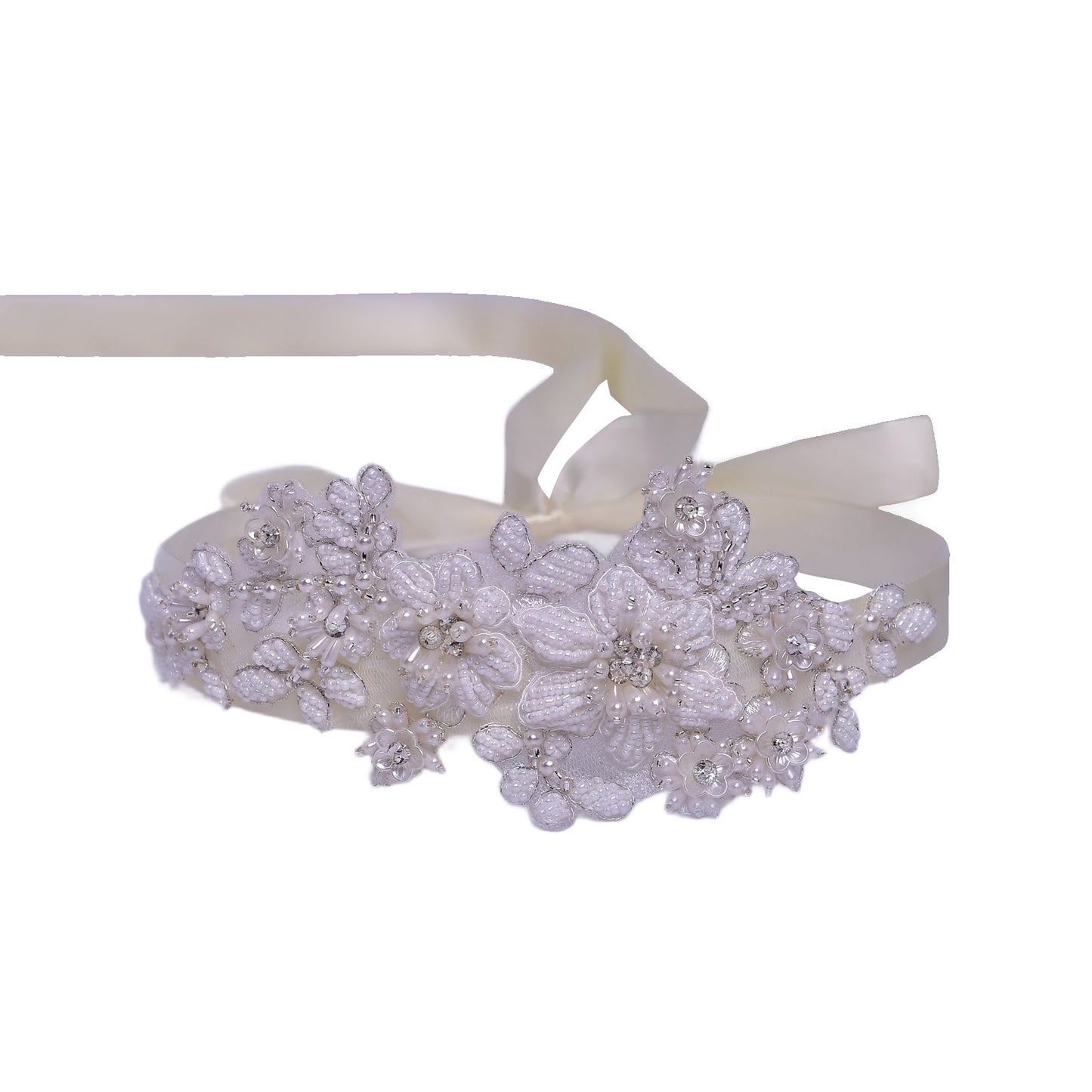 BRIDELLA BS484 Wedding Dress Belt Handmade Beaded Embroidery Lace Jewelry