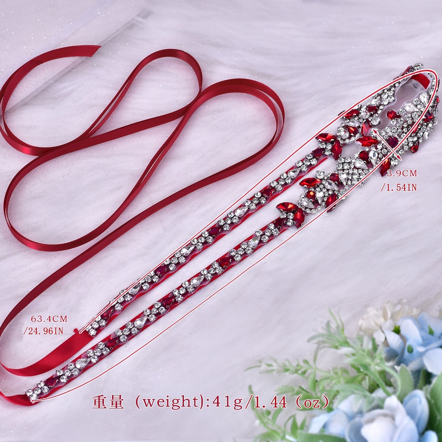 BRIDELLA BS51 New Style Dress Belts Elegant Burgundy Diamond Party Dress Womens Belts