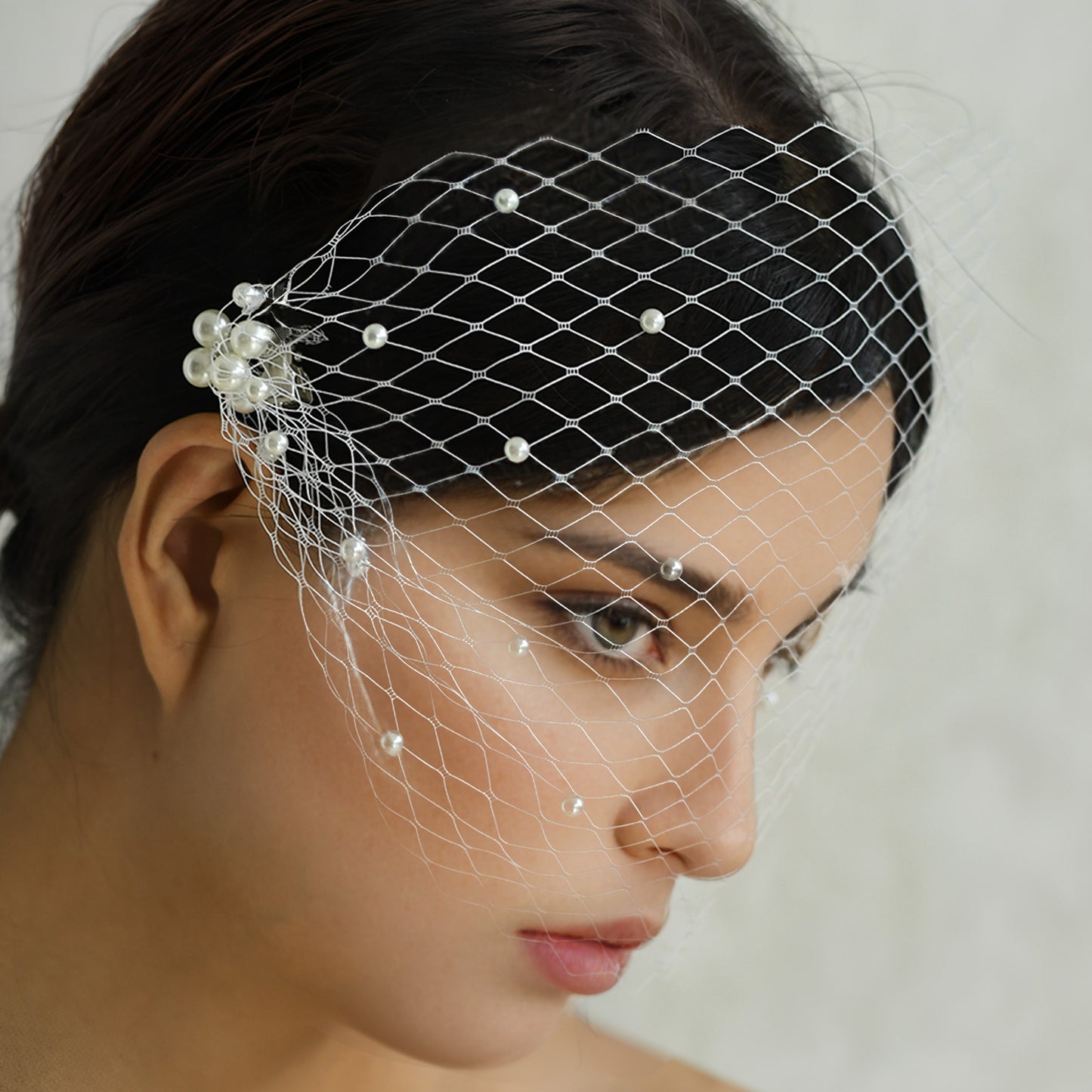 BRIDELLA BMA08 Bride Mesh Mask Veil Wedding Dress Accessories Ball Party Hair Accessories Elegant Headband Veil