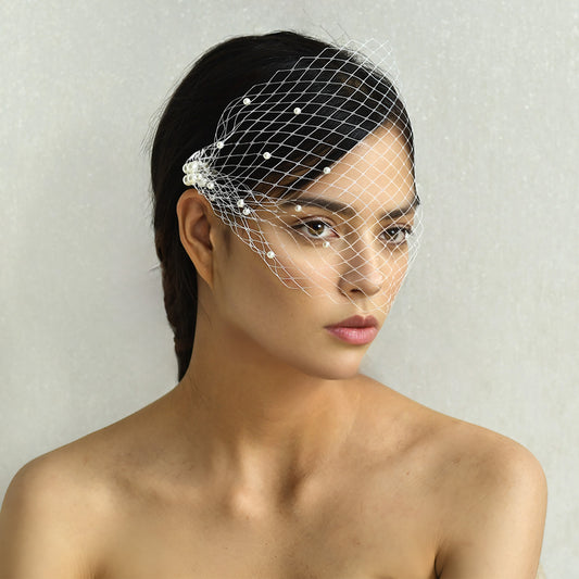 BRIDELLA BMA08 Bride Mesh Mask Veil Wedding Dress Accessories Ball Party Hair Accessories Elegant Headband Veil
