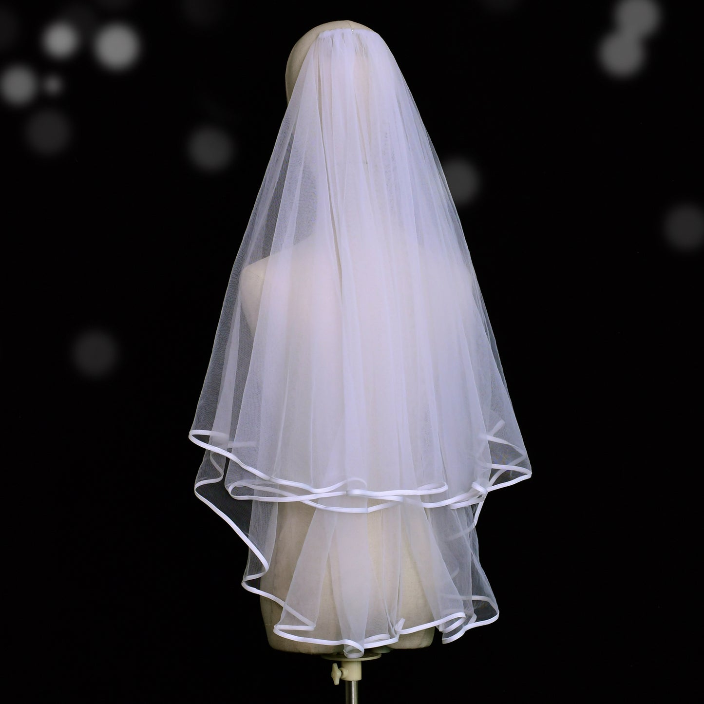 BRIDELLA BV97 1 Piece Double Satin Hem Bridal Veil Suitable For Wedding Ceremony Face Covering Wedding Photography Accessories With Hair Comb