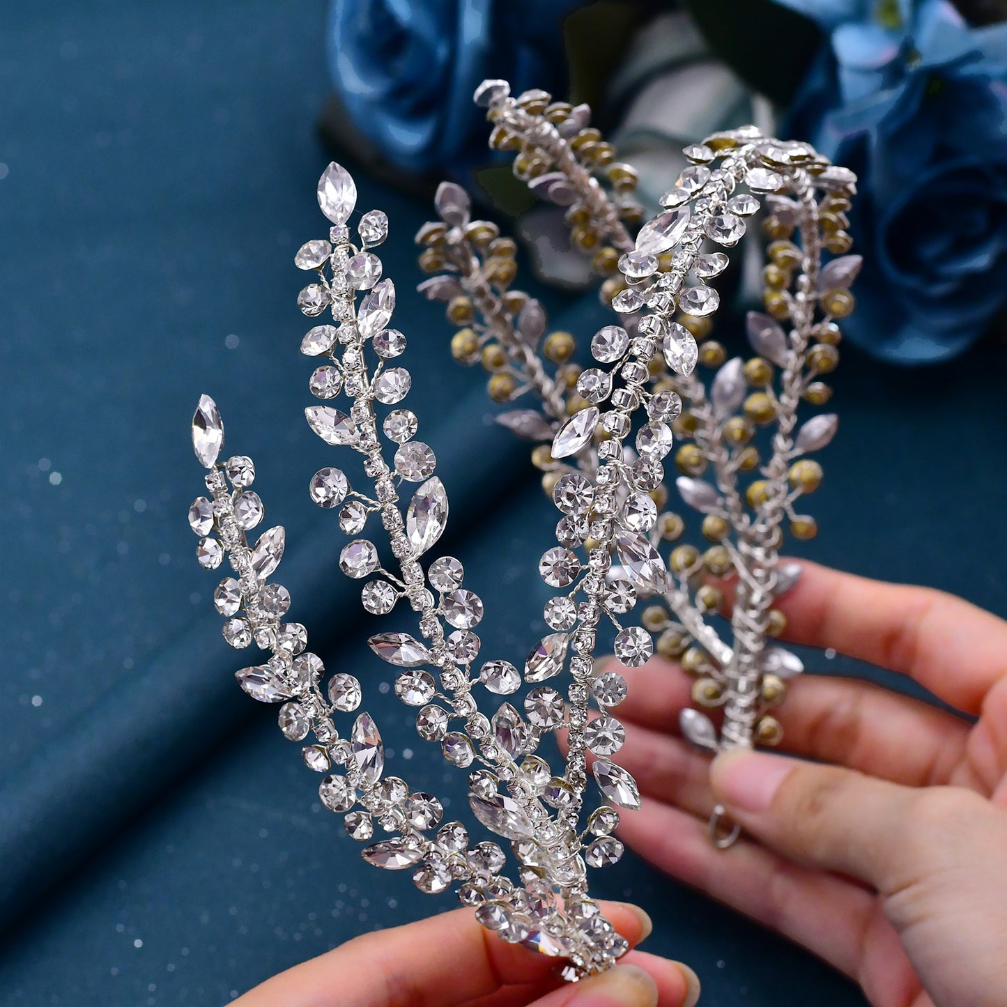 BRIDELLA BHP496 Fashion Woman Headband Rhinestone Bridal Headpiece Wedding Hair Accessories Bride Tiara Pageant Headdresses