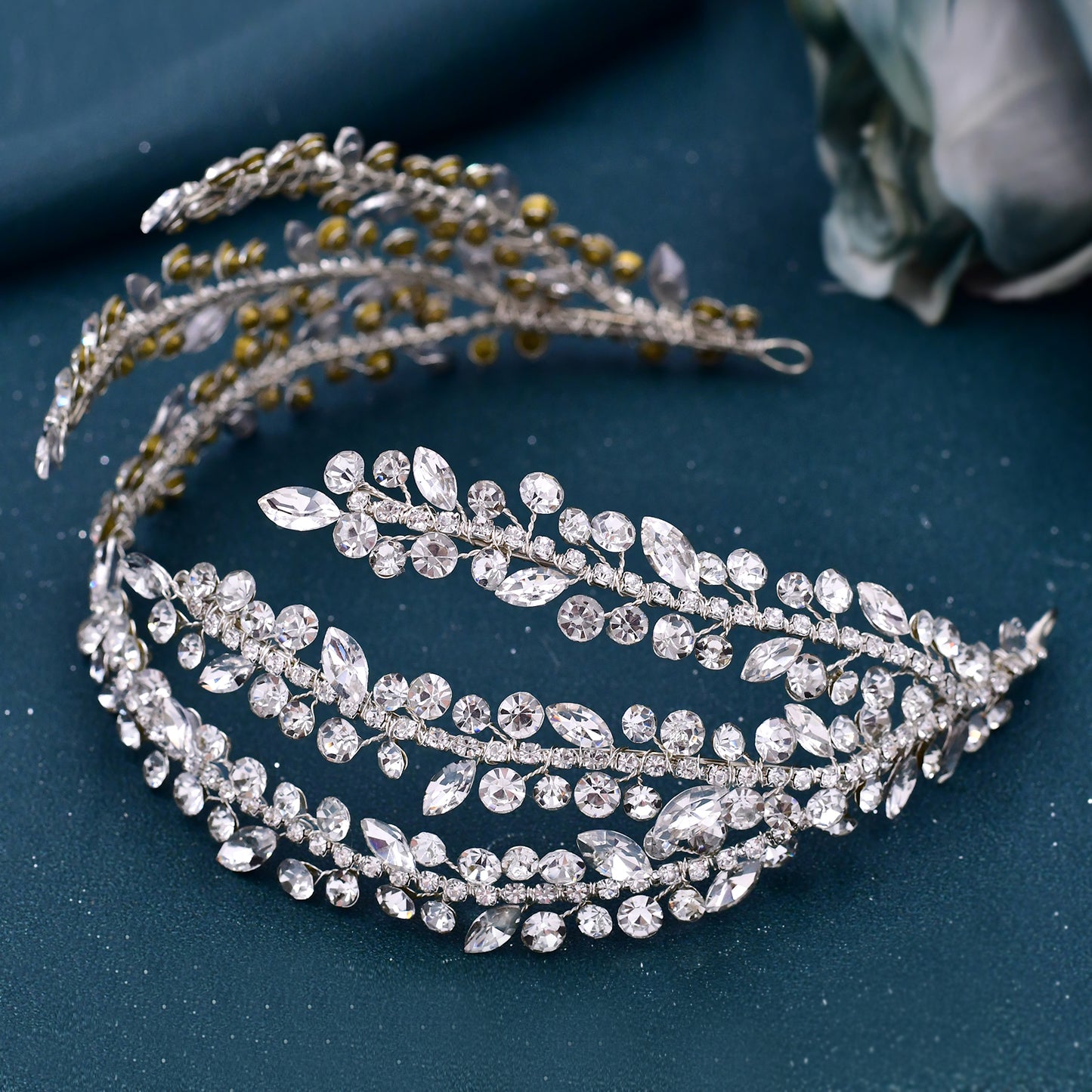 BRIDELLA BHP496 Fashion Woman Headband Rhinestone Bridal Headpiece Wedding Hair Accessories Bride Tiara Pageant Headdresses