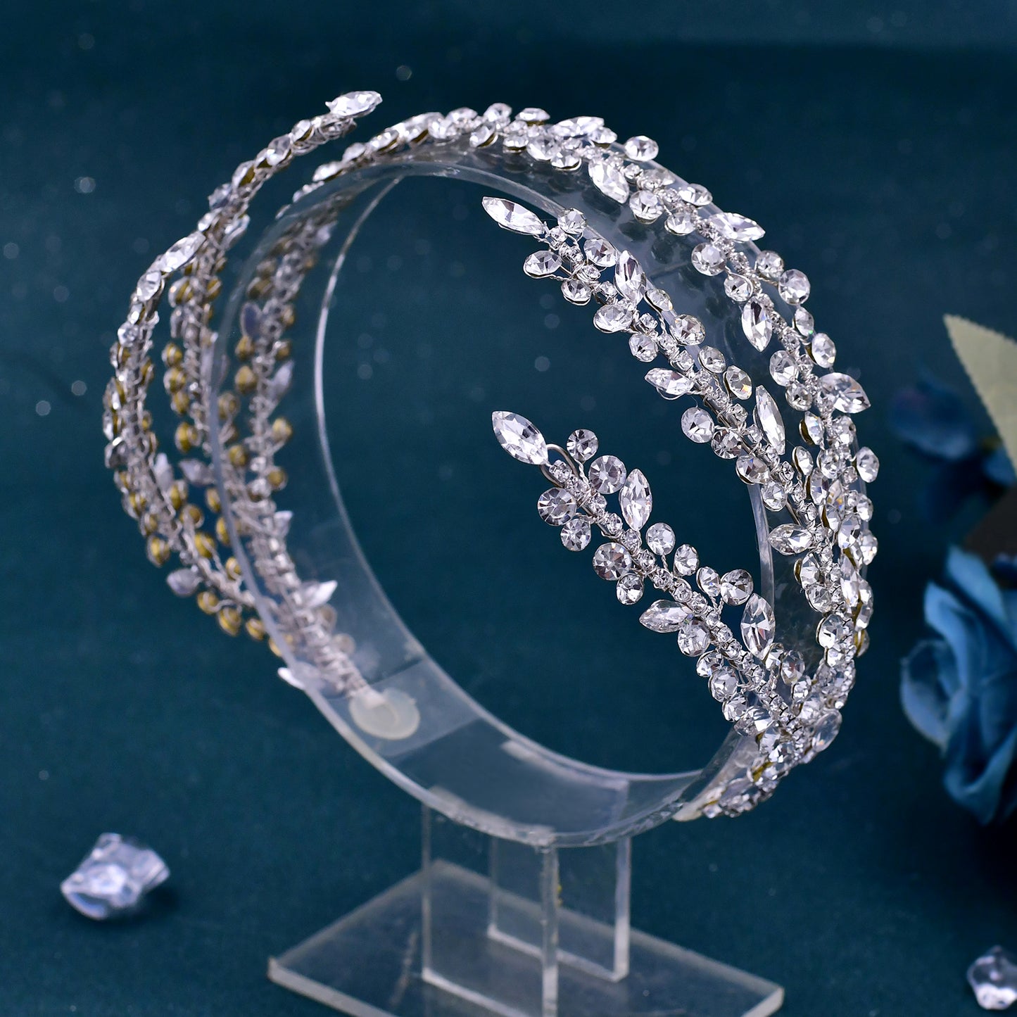 BRIDELLA BHP496 Fashion Woman Headband Rhinestone Bridal Headpiece Wedding Hair Accessories Bride Tiara Pageant Headdresses