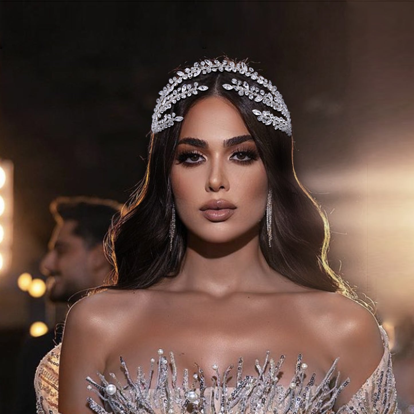 BRIDELLA BHP496 Fashion Woman Headband Rhinestone Bridal Headpiece Wedding Hair Accessories Bride Tiara Pageant Headdresses