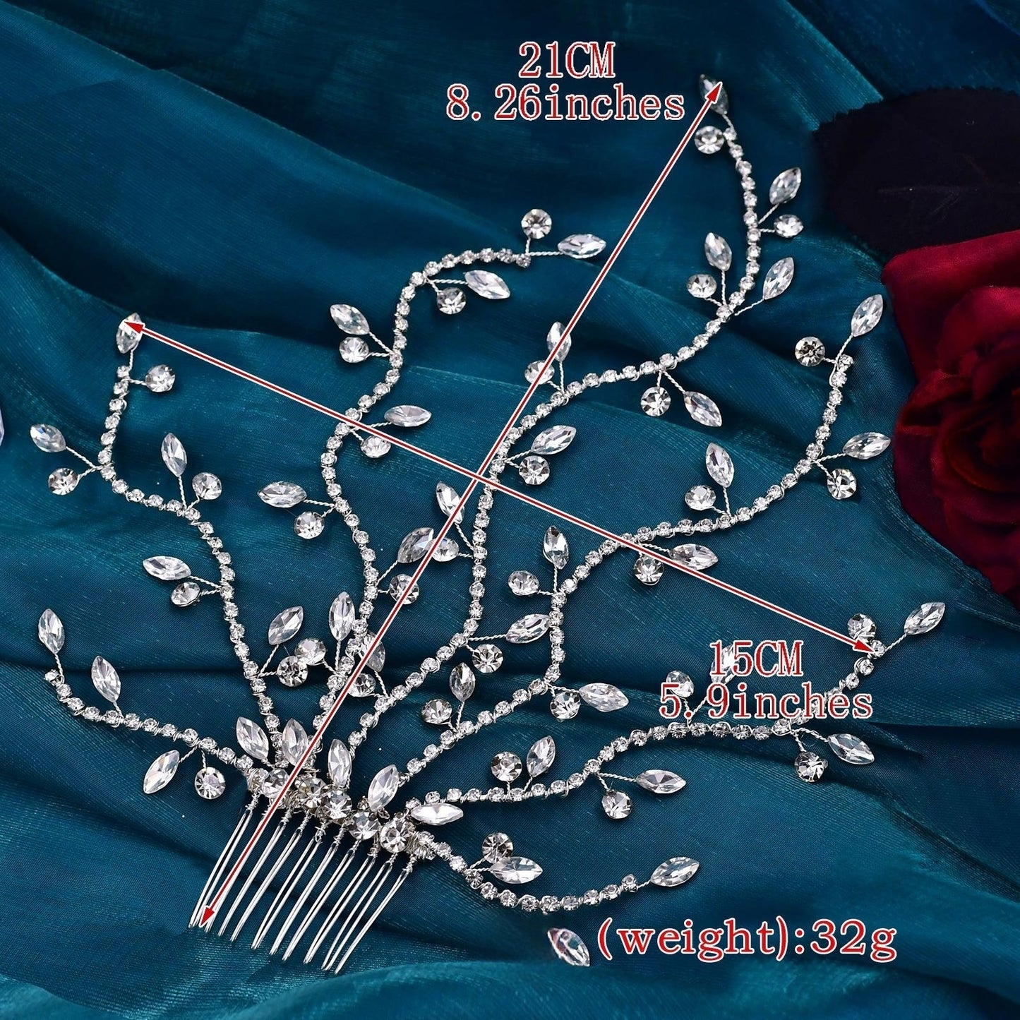 BRIDELLA BHP481 Fashion Bridal Tiara Rhinestone Wedding Head Piece Bride Side Comb Wedding Hair Accessories Women Girl Headwear