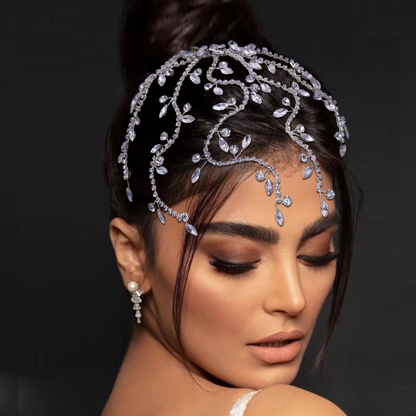 BRIDELLA BHP481 Fashion Bridal Tiara Rhinestone Wedding Head Piece Bride Side Comb Wedding Hair Accessories Women Girl Headwear