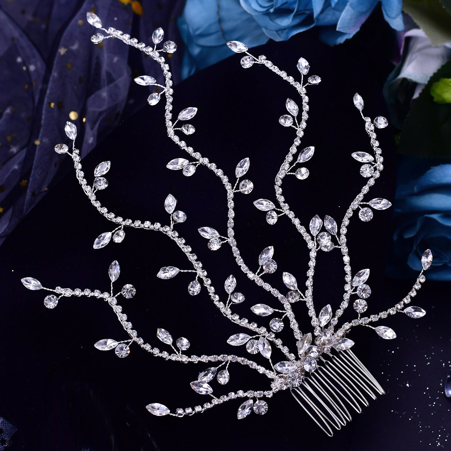 BRIDELLA BHP481 Fashion Bridal Tiara Rhinestone Wedding Head Piece Bride Side Comb Wedding Hair Accessories Women Girl Headwear