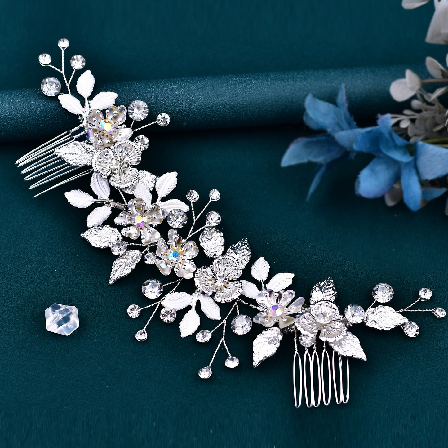 BRIDELLA BHP523 Bridal Hair Combs Alloy Flower Leaf Wedding Hair Clip Woman Hair Accessories Bride Tiara Party Girl Headwear