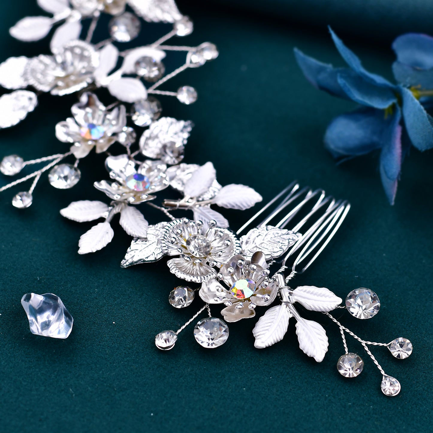 BRIDELLA BHP523 Bridal Hair Combs Alloy Flower Leaf Wedding Hair Clip Woman Hair Accessories Bride Tiara Party Girl Headwear