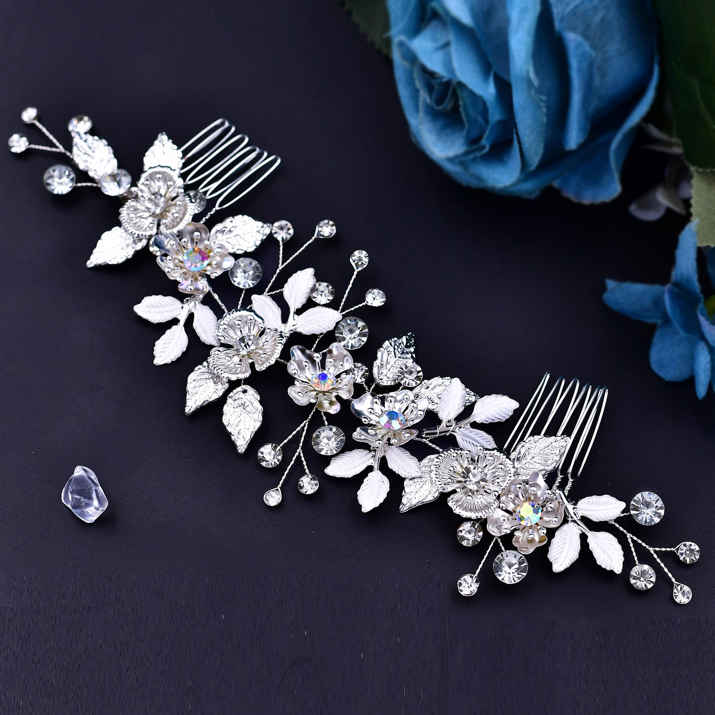 BRIDELLA BHP523 Bridal Hair Combs Alloy Flower Leaf Wedding Hair Clip Woman Hair Accessories Bride Tiara Party Girl Headwear