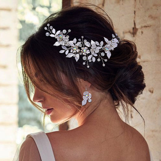 BRIDELLA BHP523 Bridal Hair Combs Alloy Flower Leaf Wedding Hair Clip Woman Hair Accessories Bride Tiara Party Girl Headwear