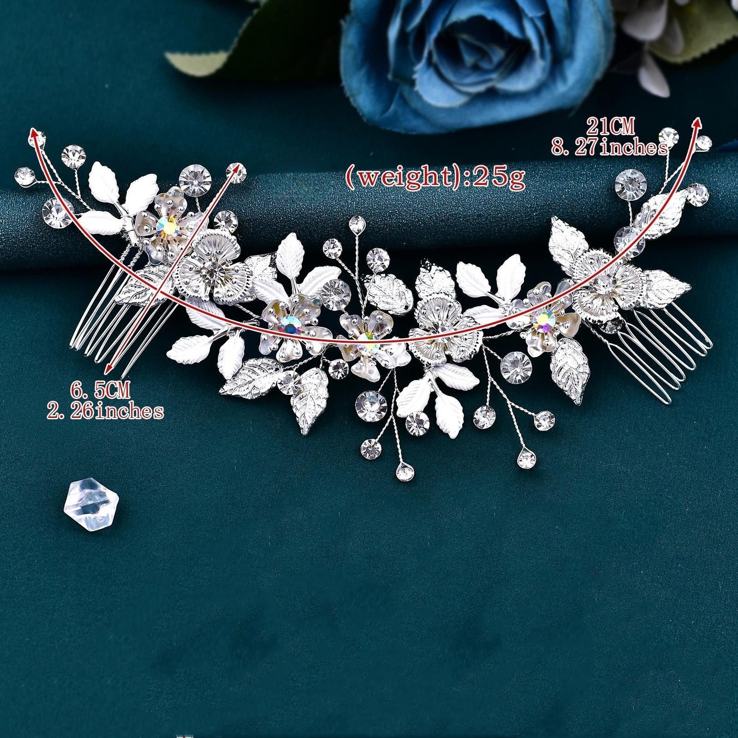 BRIDELLA BHP523 Bridal Hair Combs Alloy Flower Leaf Wedding Hair Clip Woman Hair Accessories Bride Tiara Party Girl Headwear