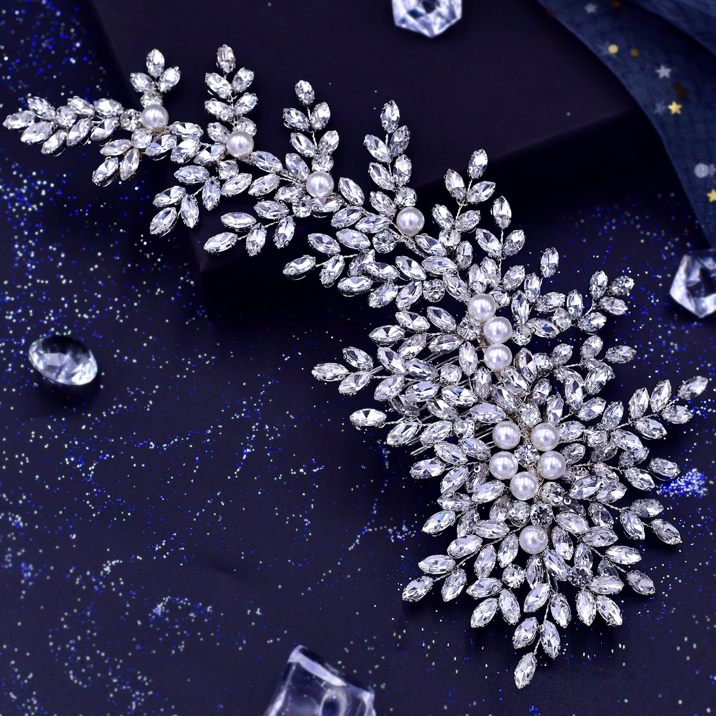BRIDELLA BHP434 Gorgeous Bridal Taira Wedding Hair Comb Woman Hair Accessories Handmade Rhinestone Headband Bride Headdress Gift