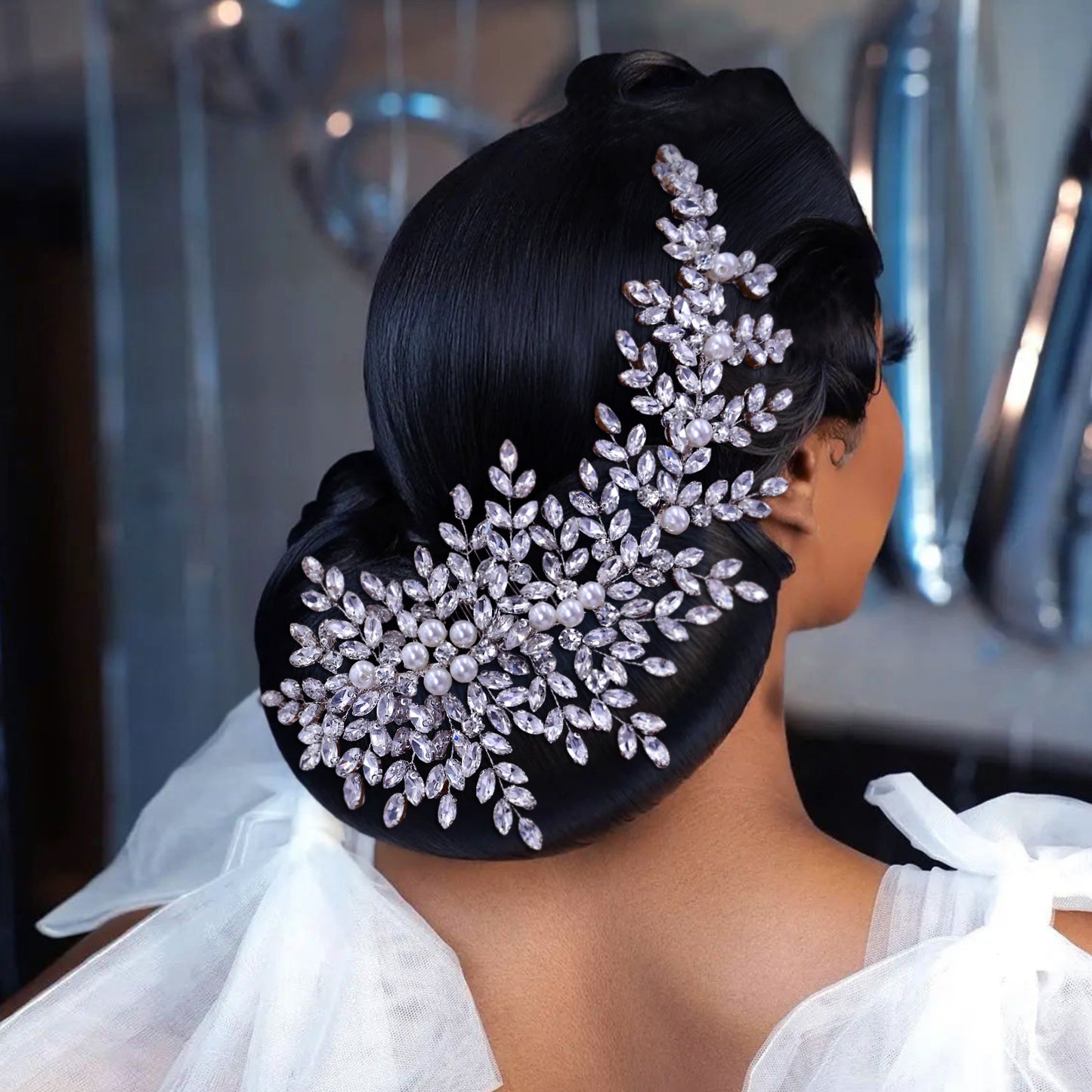 BRIDELLA BHP434 Gorgeous Bridal Taira Wedding Hair Comb Woman Hair Accessories Handmade Rhinestone Headband Bride Headdress Gift