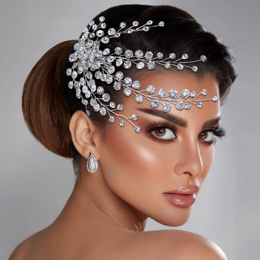 BRIDELLA BHP590 Silvery Rhinestone Bridal Hair Comb Wedding Hair Accessories Handmade Bride Head Piece Woman Headdress for Party