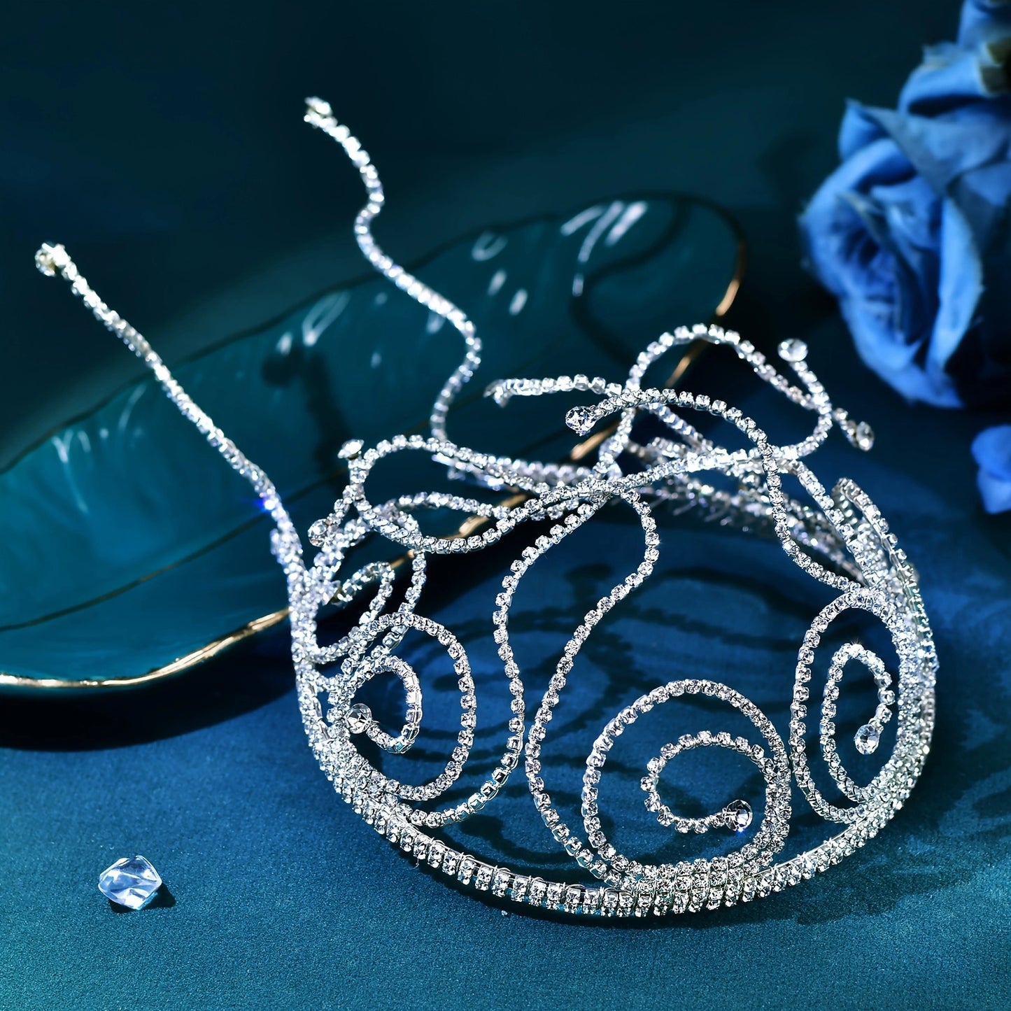 BRIDELLA BHP620 Metal Chain Hair Hoop Silvery Bridal Wedding Rhinestone Hair Accessories Fashion Woman Party Headwear Bridesmaid Gifts