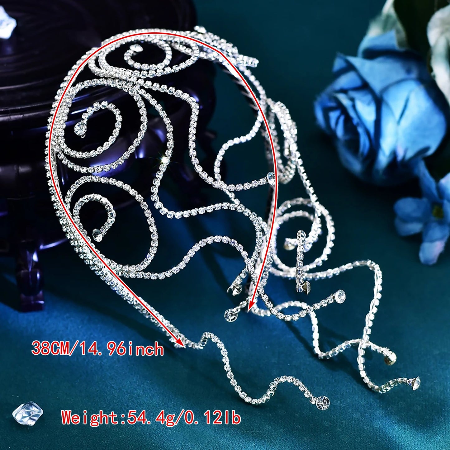 BRIDELLA BHP620 Metal Chain Hair Hoop Silvery Bridal Wedding Rhinestone Hair Accessories Fashion Woman Party Headwear Bridesmaid Gifts