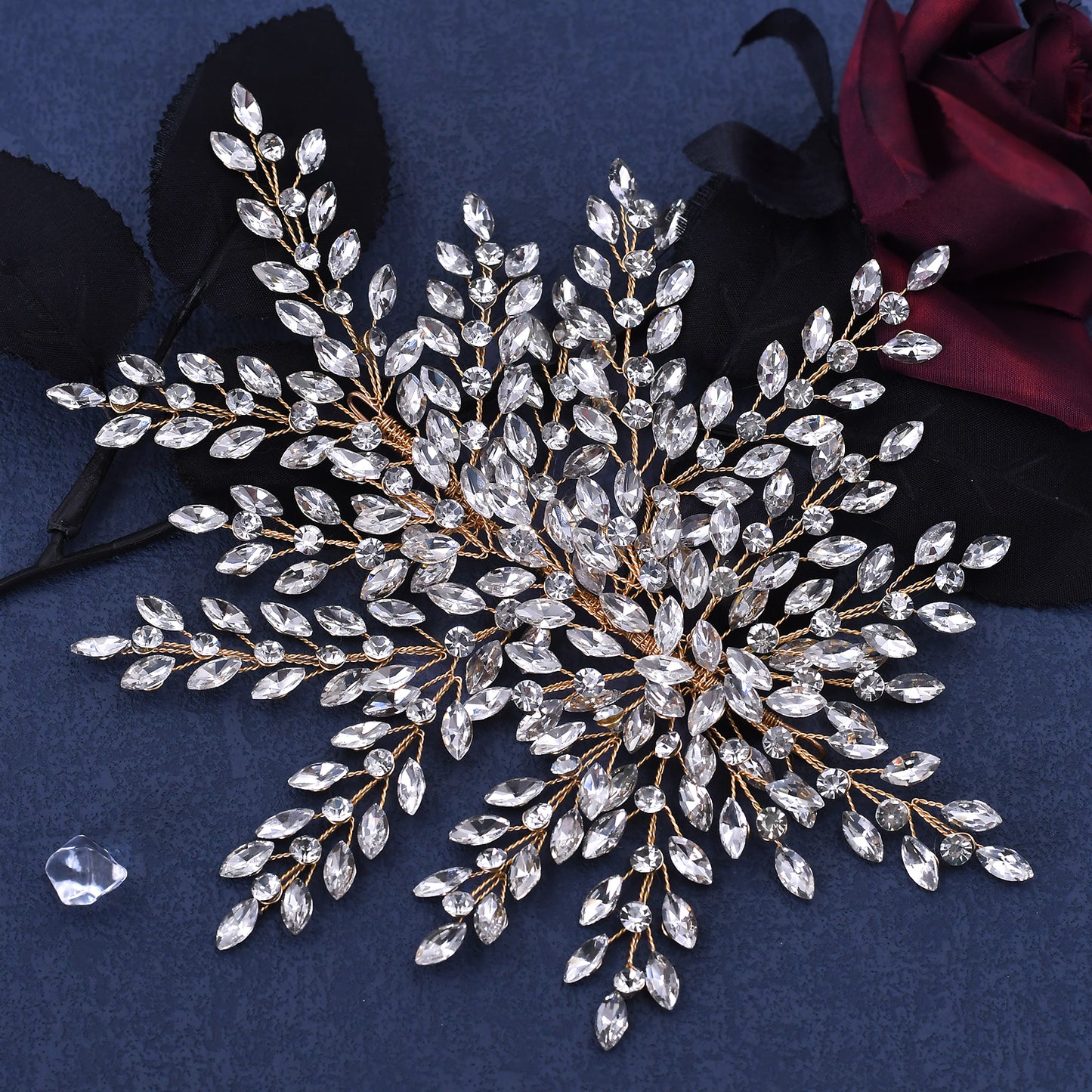 BRIDELLA BHP438 Gloden Women Hair Accessories Headpiece Party Banquet Headdress Rhinestone Bridal Headwear Luxury Wedding Headband