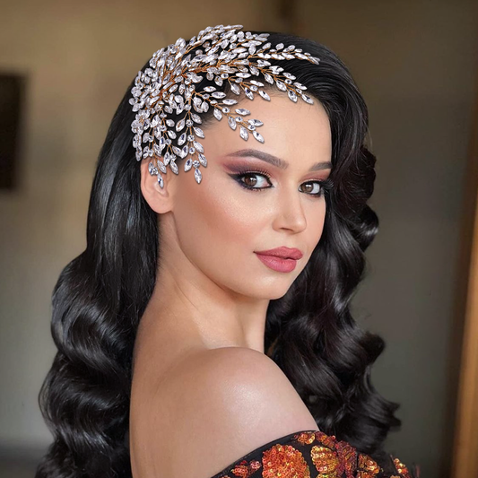 BRIDELLA BHP438 Gloden Women Hair Accessories Headpiece Party Banquet Headdress Rhinestone Bridal Headwear Luxury Wedding Headband