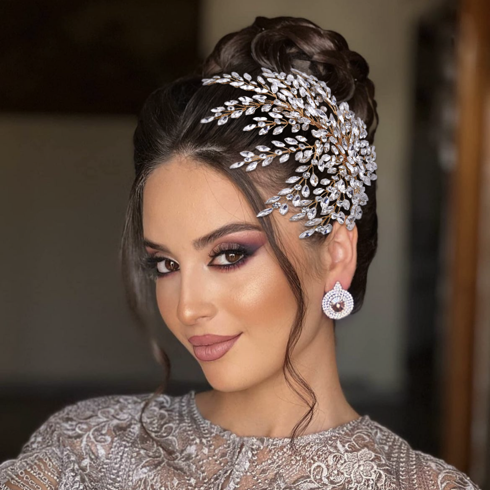 BRIDELLA BHP438 Gloden Women Hair Accessories Headpiece Party Banquet Headdress Rhinestone Bridal Headwear Luxury Wedding Headband
