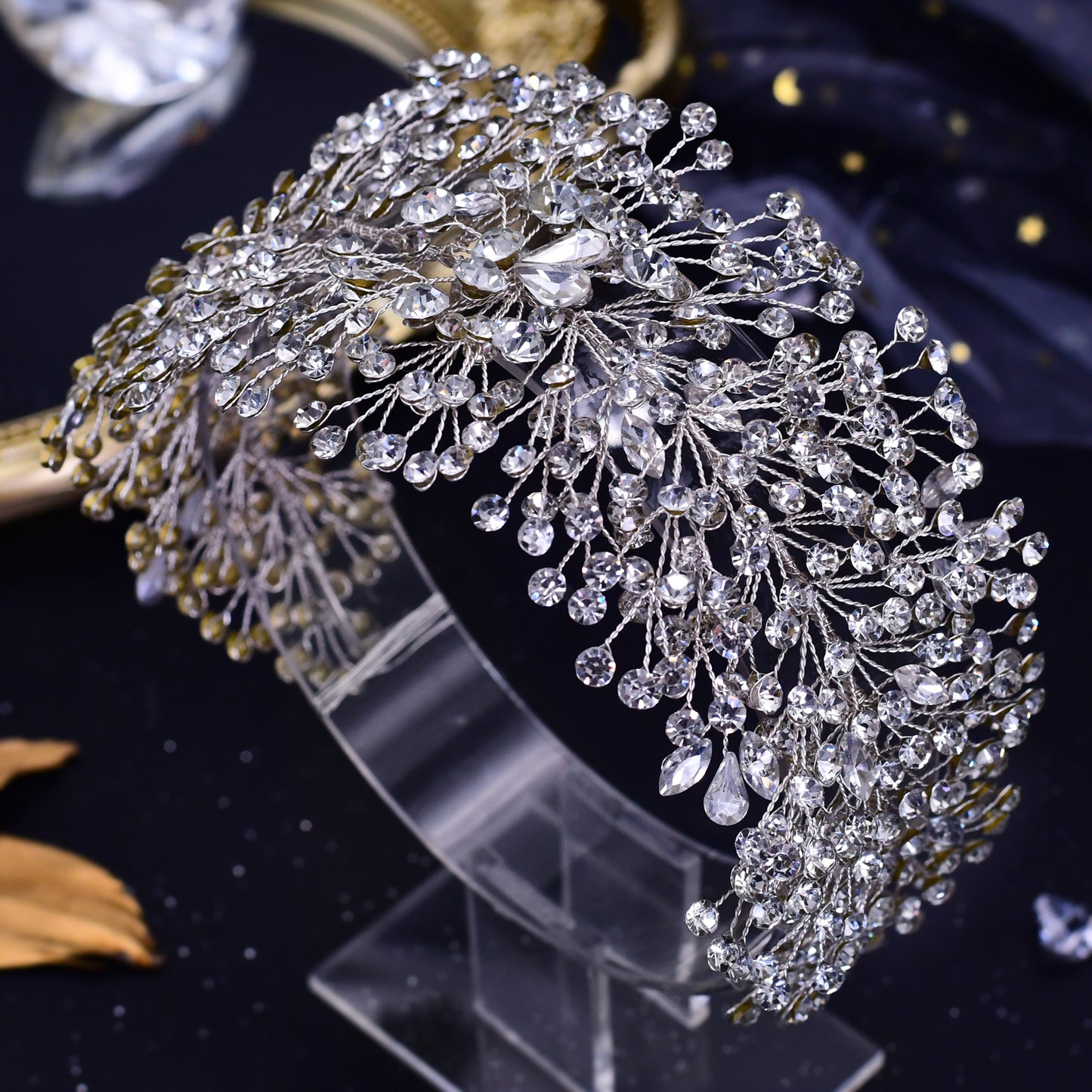 BRIDELLA BHP415 Wedding Tiaras Bridal Headbands Rhinestone Headwear Princess Crown Headdress for Woman Headband Wedding Headpiece