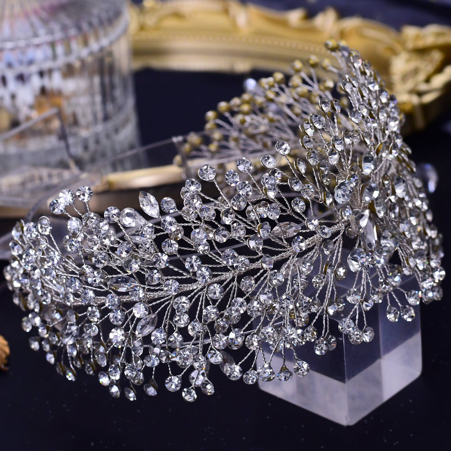 BRIDELLA BHP415 Wedding Tiaras Bridal Headbands Rhinestone Headwear Princess Crown Headdress for Woman Headband Wedding Headpiece