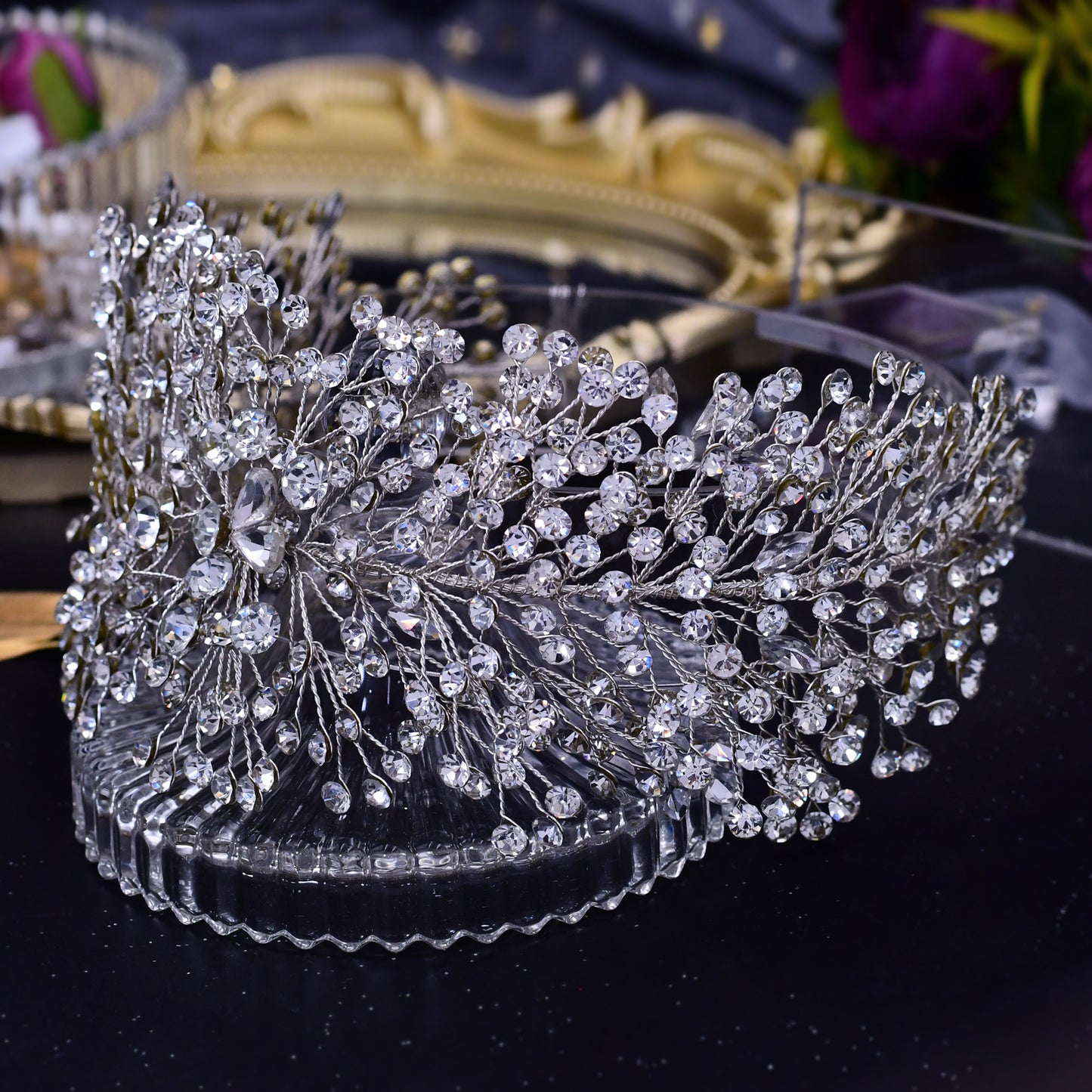 BRIDELLA BHP415 Wedding Tiaras Bridal Headbands Rhinestone Headwear Princess Crown Headdress for Woman Headband Wedding Headpiece