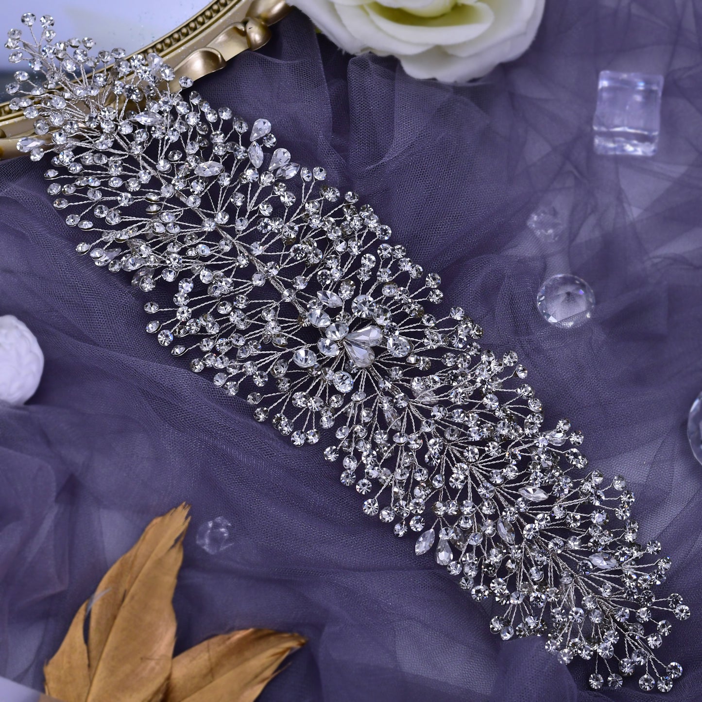 BRIDELLA BHP415 Wedding Tiaras Bridal Headbands Rhinestone Headwear Princess Crown Headdress for Woman Headband Wedding Headpiece
