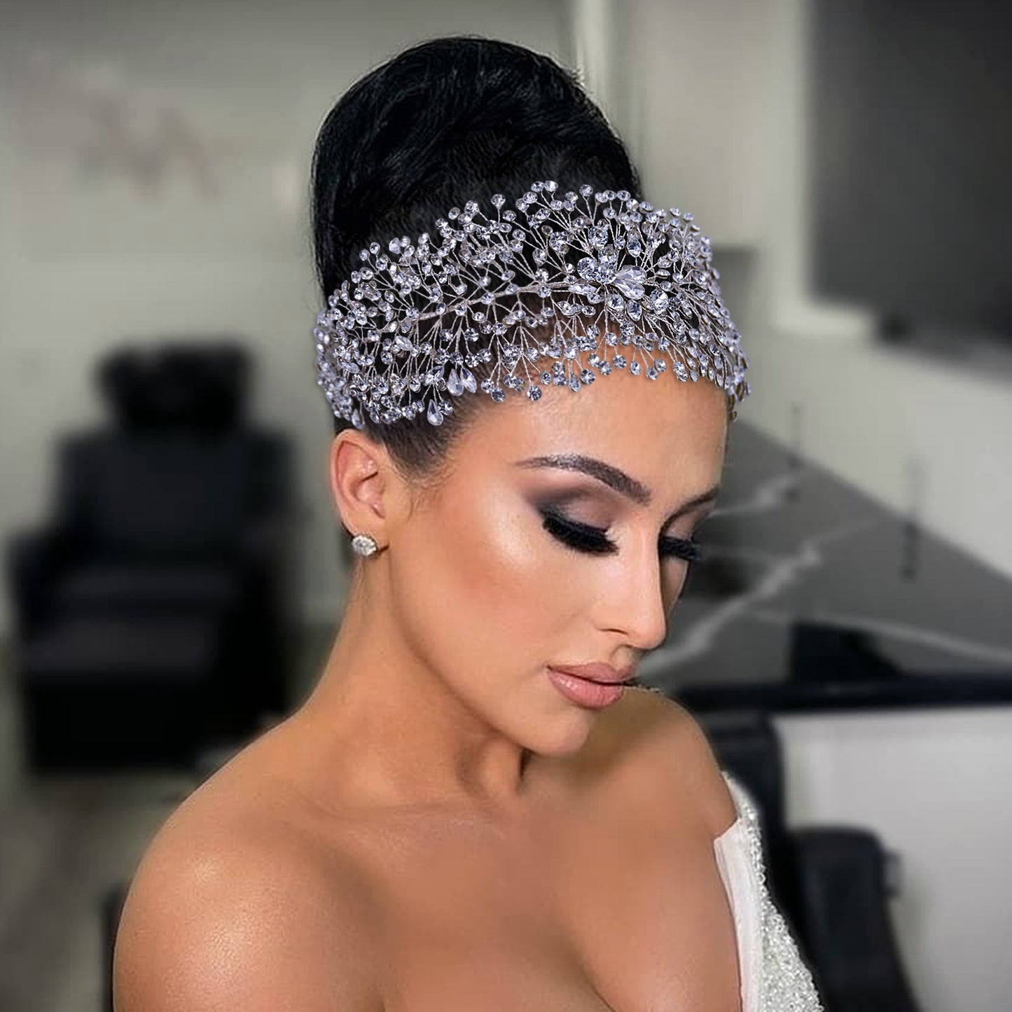 BRIDELLA BHP415 Wedding Tiaras Bridal Headbands Rhinestone Headwear Princess Crown Headdress for Woman Headband Wedding Headpiece