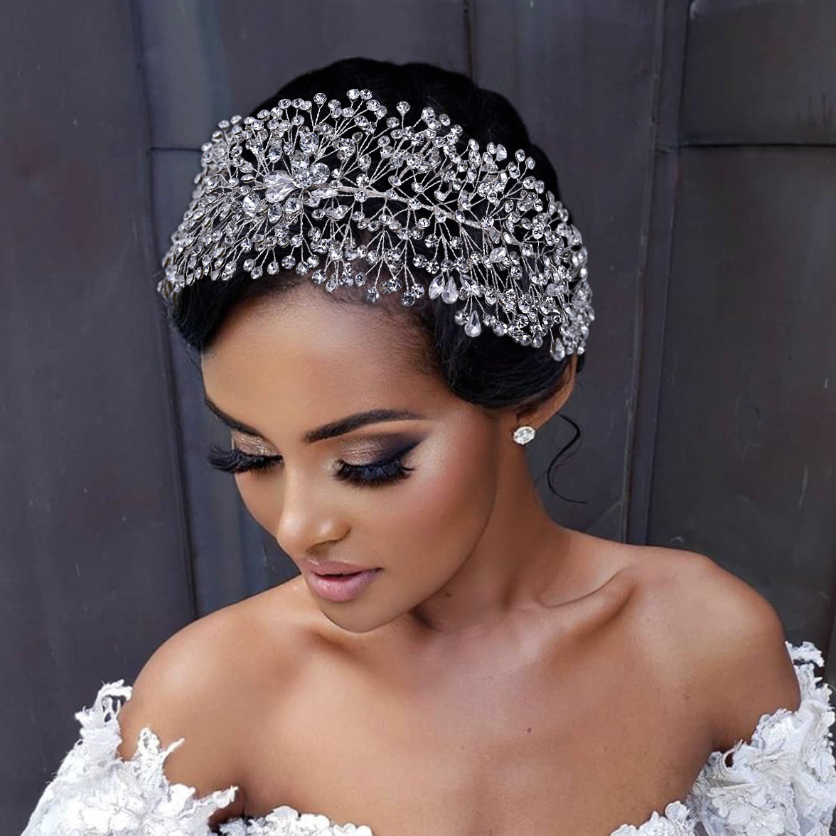 BRIDELLA BHP415 Wedding Tiaras Bridal Headbands Rhinestone Headwear Princess Crown Headdress for Woman Headband Wedding Headpiece