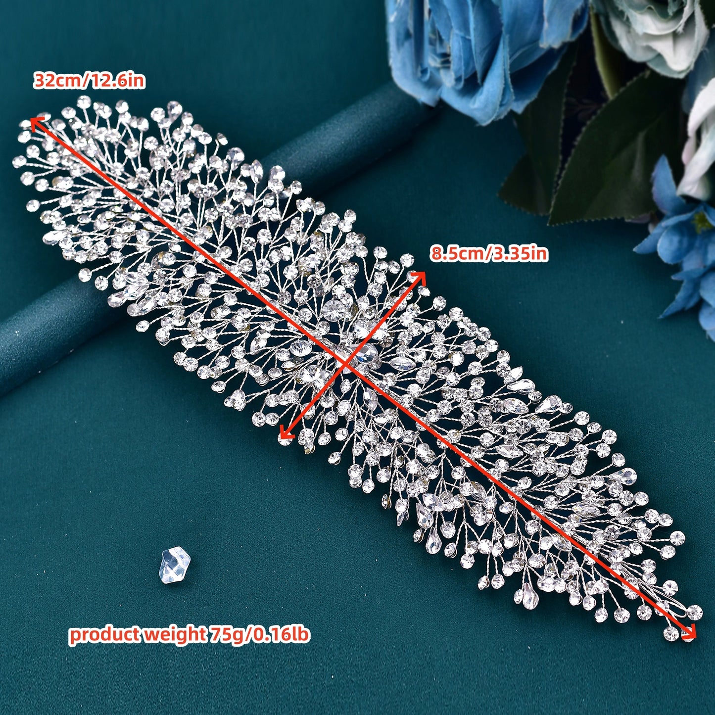 BRIDELLA BHP415 Wedding Tiaras Bridal Headbands Rhinestone Headwear Princess Crown Headdress for Woman Headband Wedding Headpiece