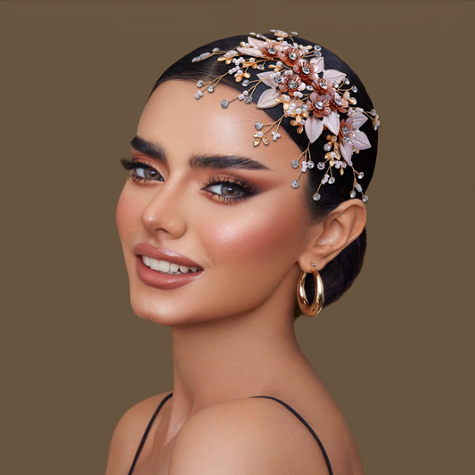 BHP358-G ivory rhinestone pearl hair comb