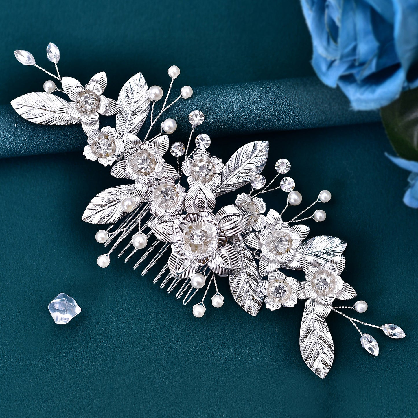 BRIDELLA BHP520  Woman Hair Comb Alloy Leaf Bride Hair Clip Wedding Hair Accessories Jewelry Rhinestones Headwear Bridal Headdress