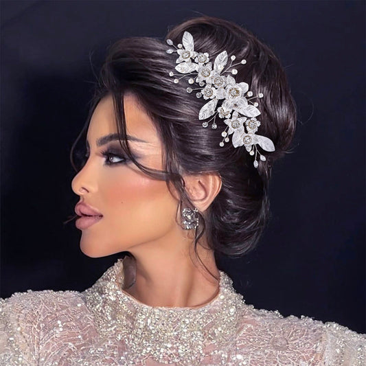 BRIDELLA BHP520  Woman Hair Comb Alloy Leaf Bride Hair Clip Wedding Hair Accessories Jewelry Rhinestones Headwear Bridal Headdress