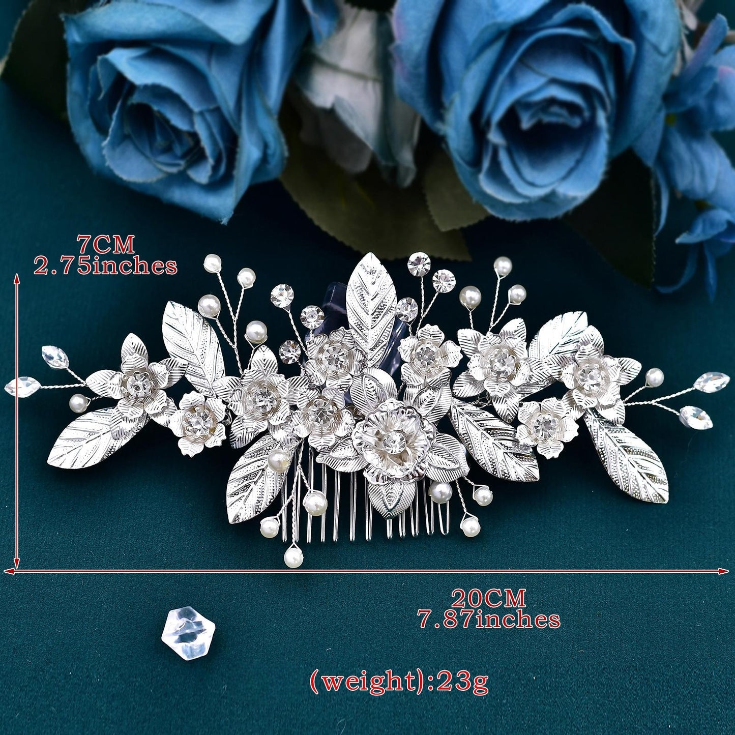 BRIDELLA BHP520  Woman Hair Comb Alloy Leaf Bride Hair Clip Wedding Hair Accessories Jewelry Rhinestones Headwear Bridal Headdress