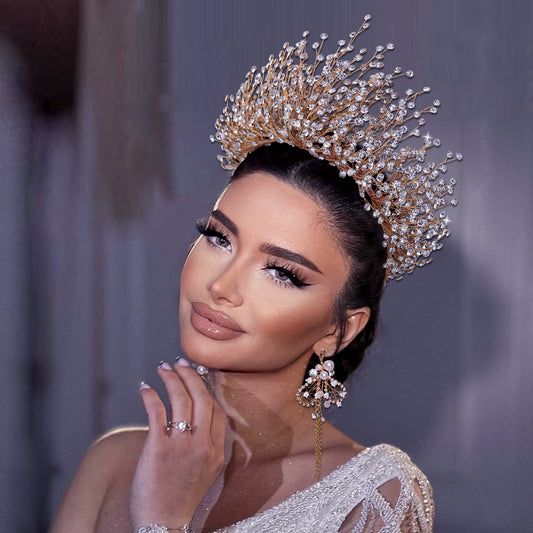 BRIDELLA BHP193 Bride Crown Bridal Tiara Wedding Hair Crown Bride Crown Bridal Wedding Hair Jewelry Princess Diadem Accessories