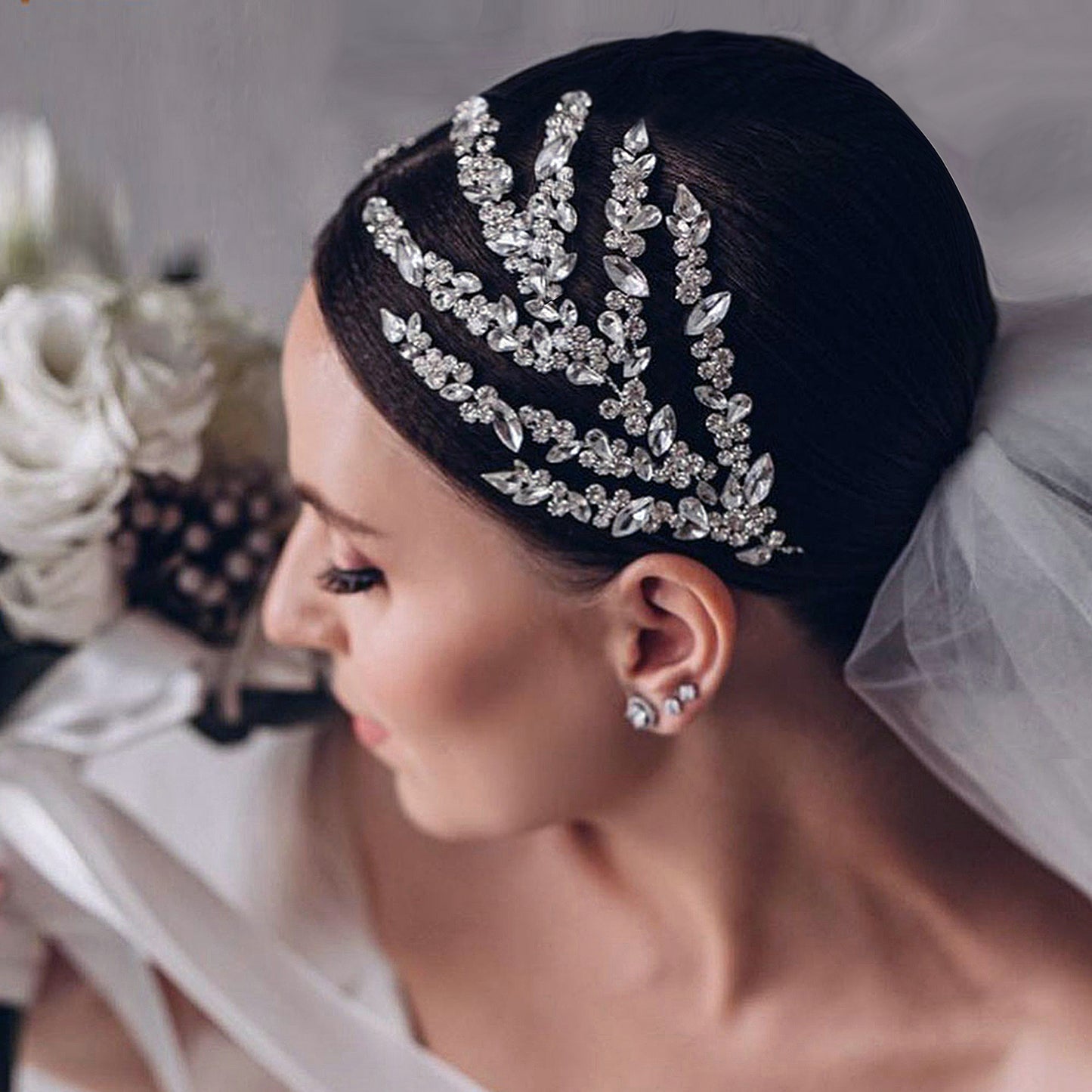 BRIDELLA BHP425 Wedding Tiara and Crown Rhinestone Headpiece Wedding Hair Accessories Women Bride Headwear Bridal Headband