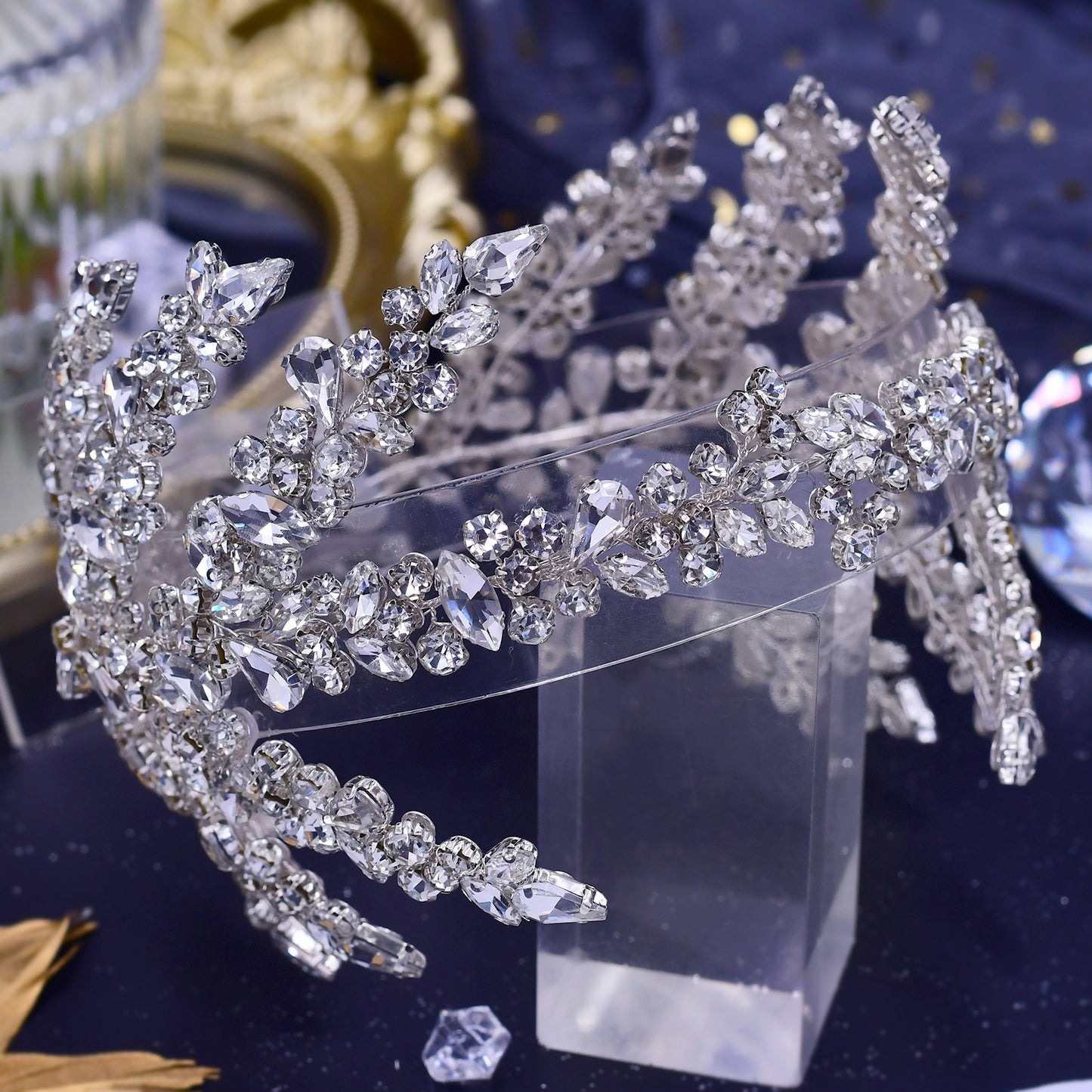 BRIDELLA BHP425 Wedding Tiara and Crown Rhinestone Headpiece Wedding Hair Accessories Women Bride Headwear Bridal Headband