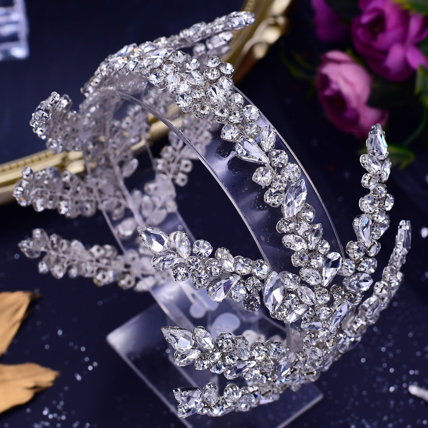 BRIDELLA BHP425 Wedding Tiara and Crown Rhinestone Headpiece Wedding Hair Accessories Women Bride Headwear Bridal Headband
