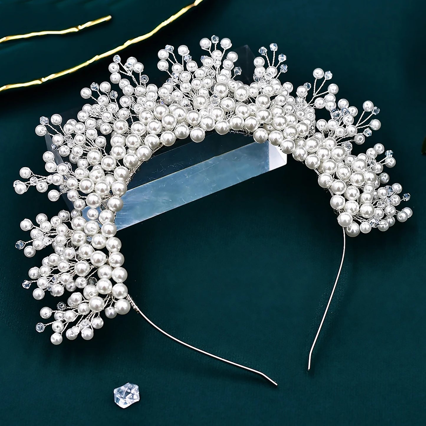 BRIDELLA BHP598 Wedding Pearls Crown Bridal Beaded Headband Woman Dress Jewelry Hair Accessories Classic Tiaras Girl Birthday
