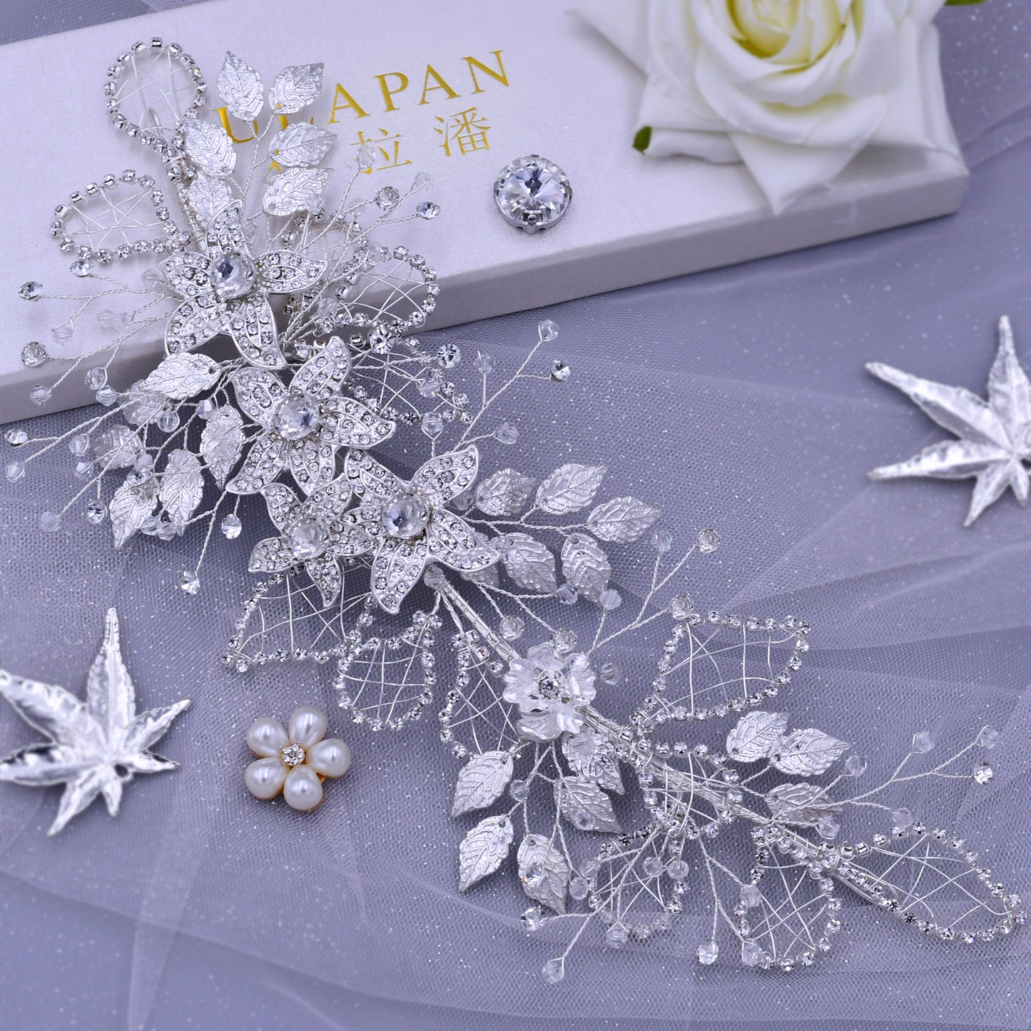 BRIDELLA BHP282 Wedding Bridal Headband Alloy Flower Headdress Shining Rhinestone Headpiece Women Banquet Party Hair Accessories