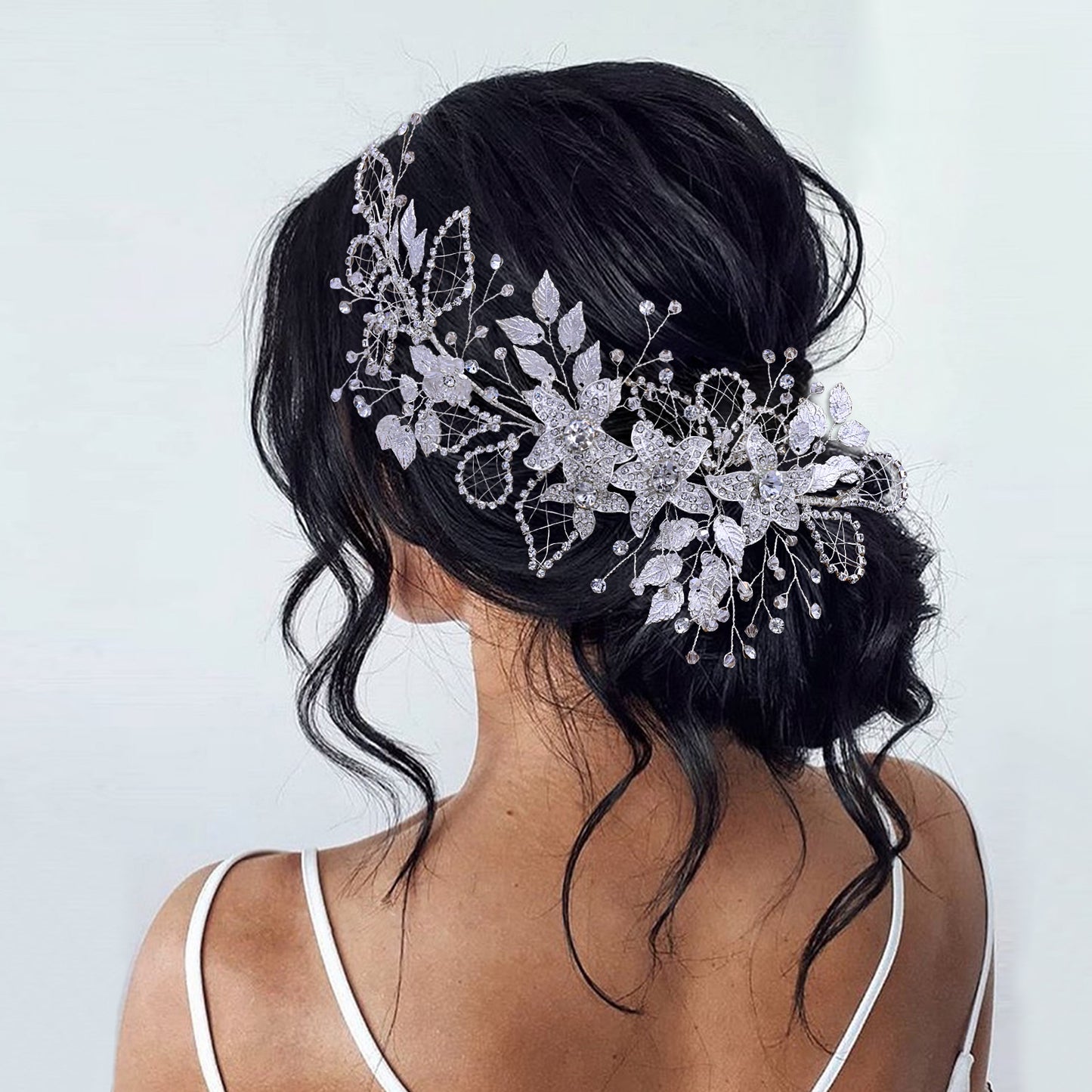 BRIDELLA BHP282 Wedding Bridal Headband Alloy Flower Headdress Shining Rhinestone Headpiece Women Banquet Party Hair Accessories