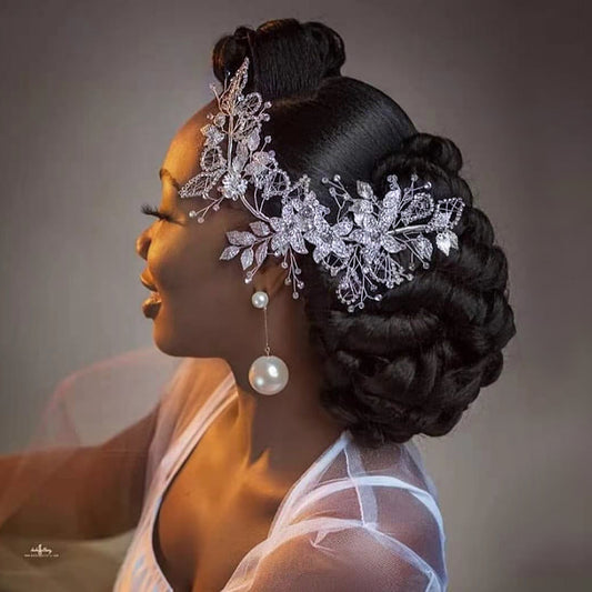 BRIDELLA BHP282 Wedding Bridal Headband Alloy Flower Headdress Shining Rhinestone Headpiece Women Banquet Party Hair Accessories