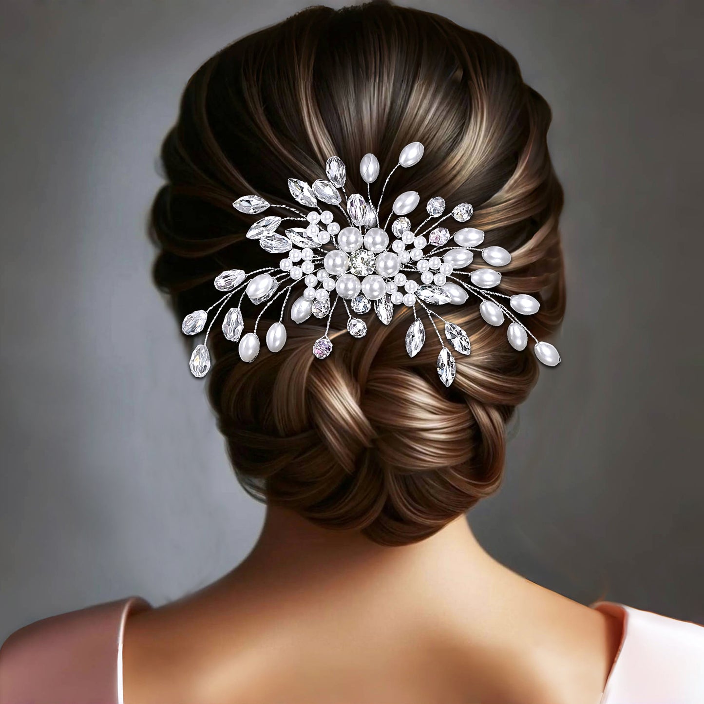 BRIDELLA BHP836 Wedding Crystal Pearl Hair Comb Bling Rhinestone Hairpin Headdress Tiara For Women Bridal Hair Accessories Gift