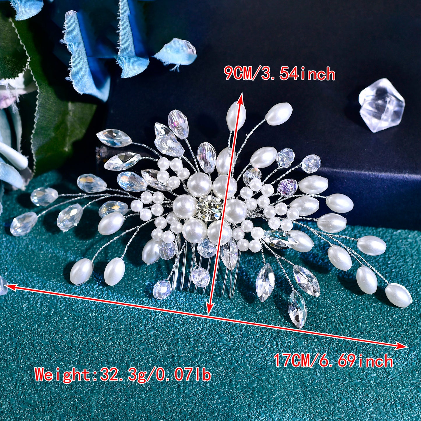 BRIDELLA BHP836 Wedding Crystal Pearl Hair Comb Bling Rhinestone Hairpin Headdress Tiara For Women Bridal Hair Accessories Gift