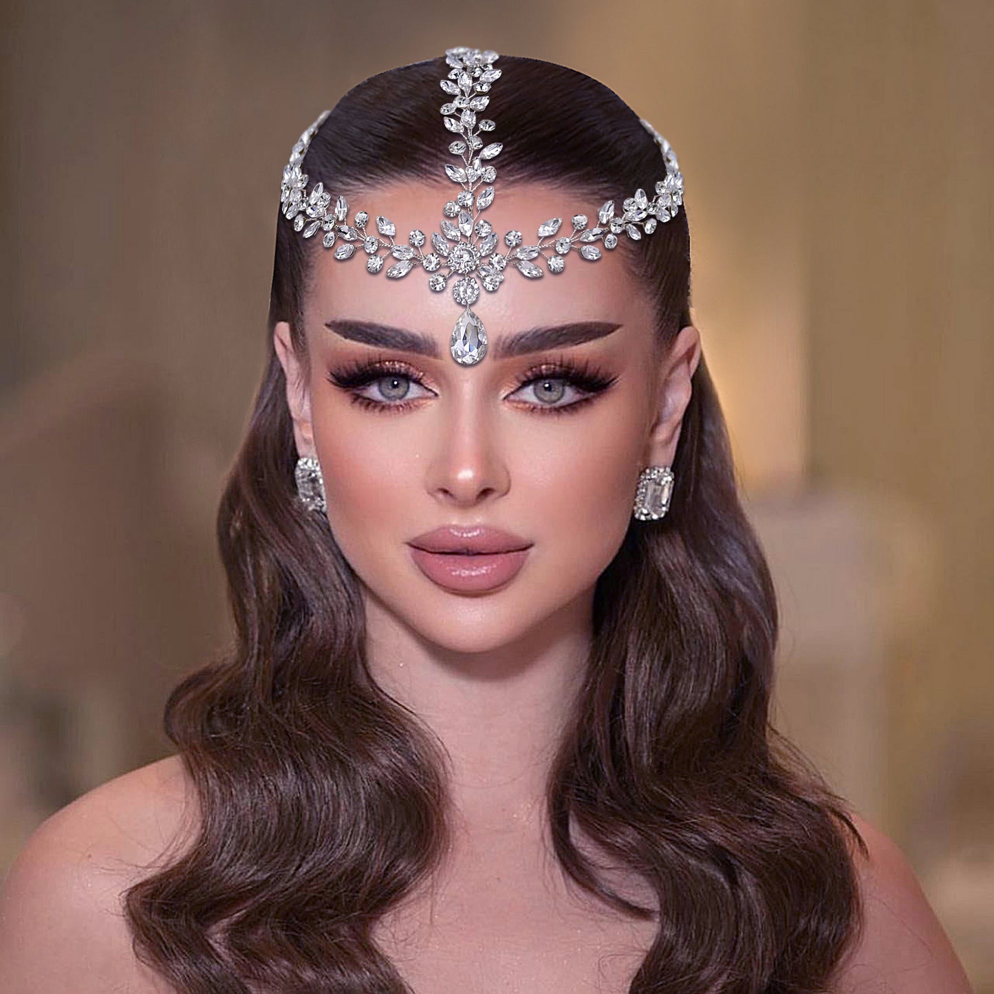 BRIDELLA BHP541 Bridal Headband Forehead Headdress for Woman Bohemian Bride Headpiece with Combs Woman Wedding Hair Accesories