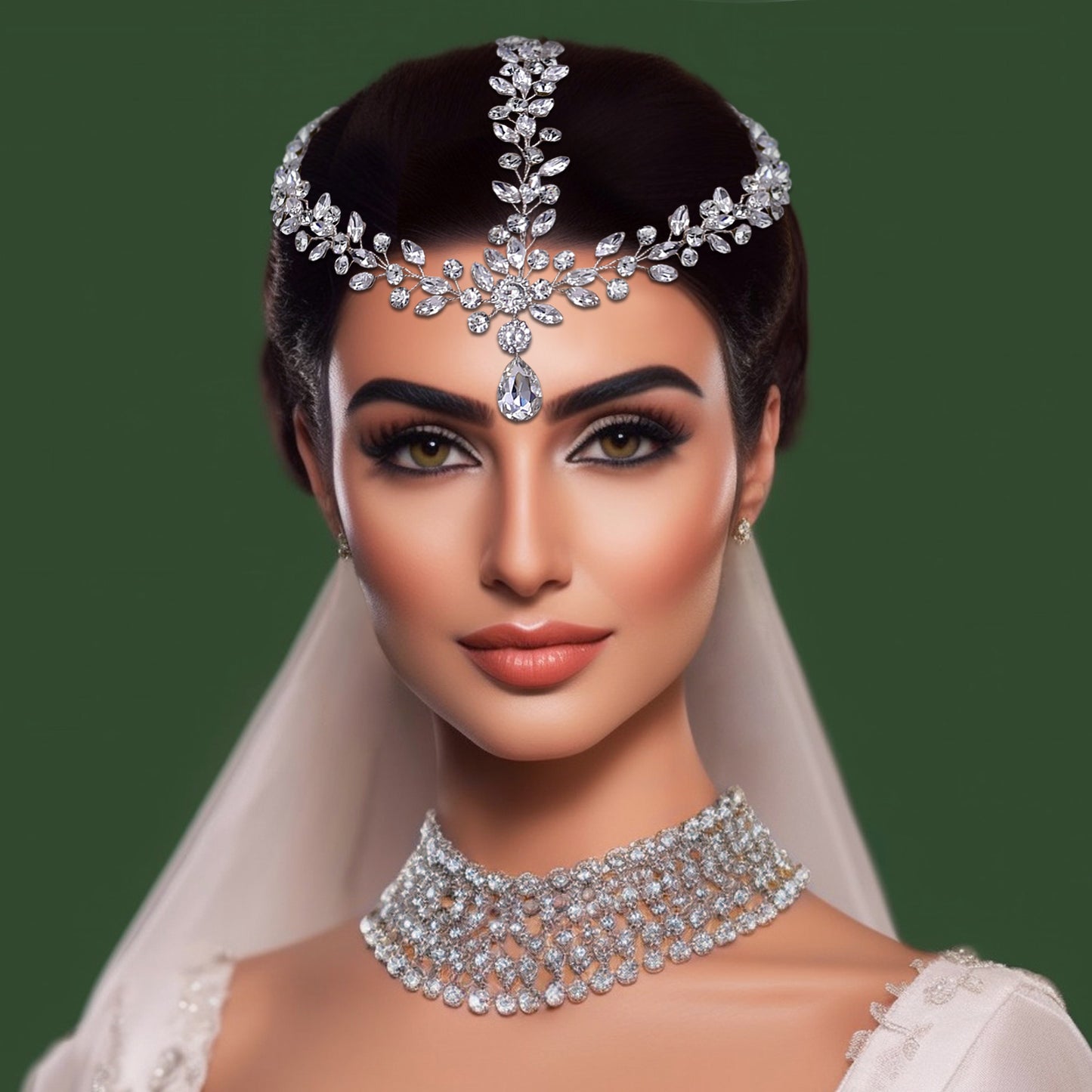 BRIDELLA BHP541 Bridal Headband Forehead Headdress for Woman Bohemian Bride Headpiece with Combs Woman Wedding Hair Accesories